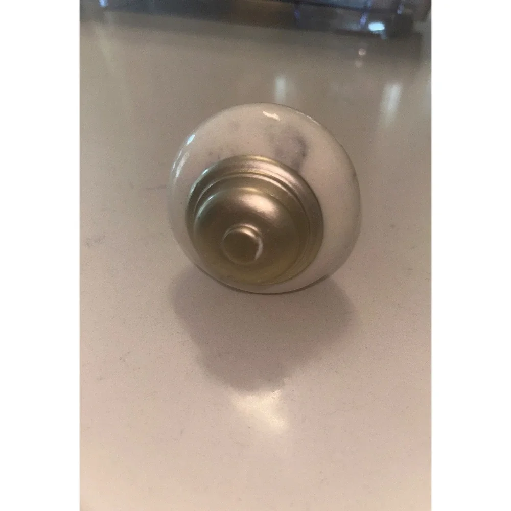 Replacement White Marble Curtain Rod Finial, Brushed Nickel, Single 1pc (As-Is)